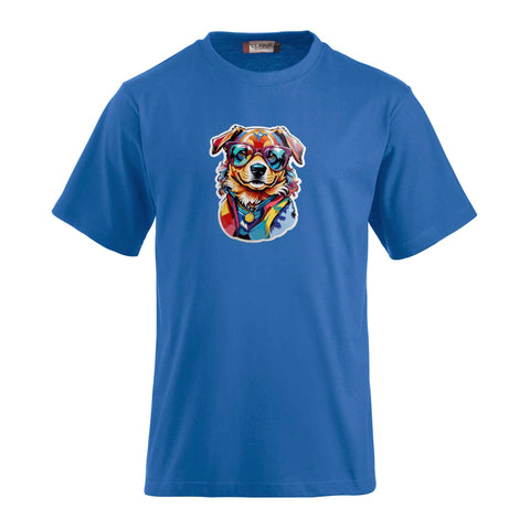T-Shirt inklusive bedrucktem Motiv eines Hundes mit Brille. Ein individueller Wunschtext kann hinzugefügt werden