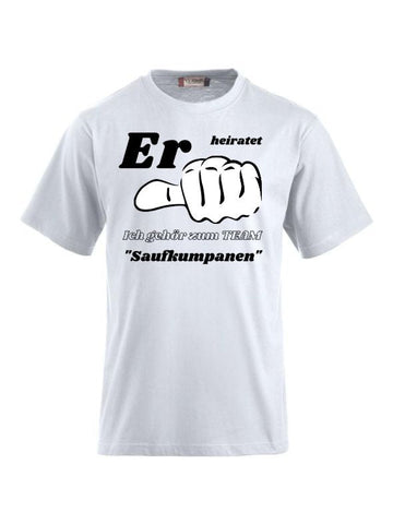 T-Shirts bedrucken Er heiratet ich gehör zum Team