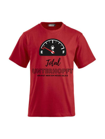 T-Shirts bedrucken mit Spruch - Total unterhopft bringt mir ein neues Glas