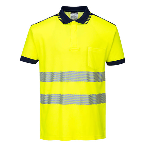 Portwest T180 Poloshirt – Gelb/Marine – bequem & funktional
