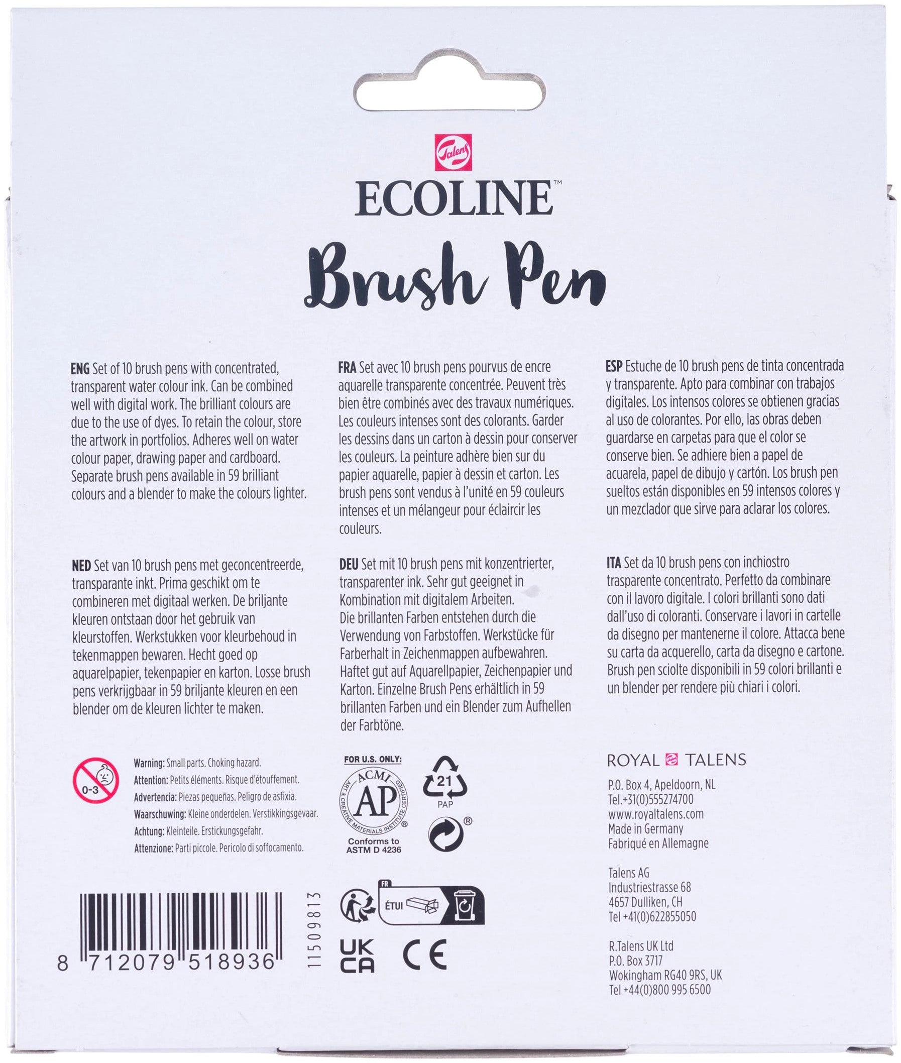 TALENS Ecoline Brush Pen Set 11509803 ass. Bright 10 Stück