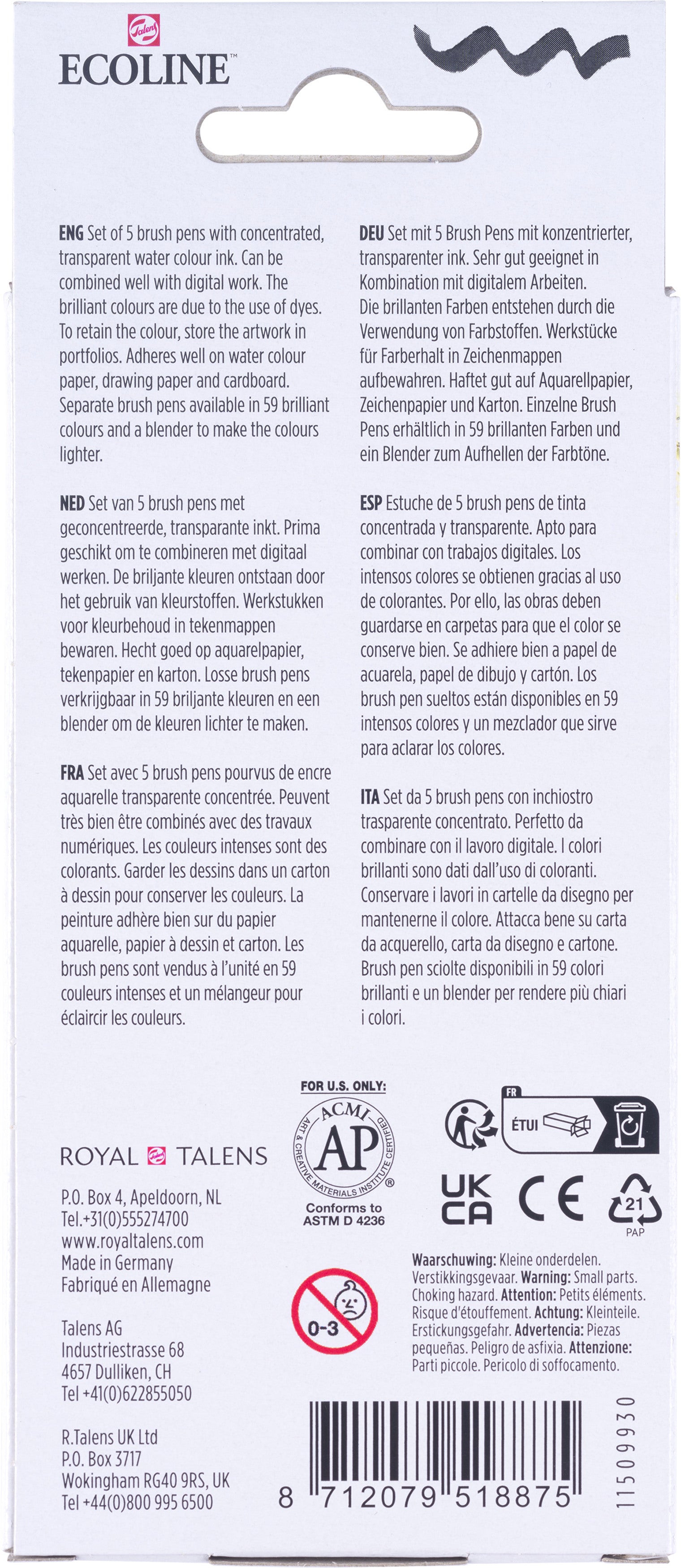 TALENS Ecoline Brush Pen Set 11509920 Primary 5 Stück