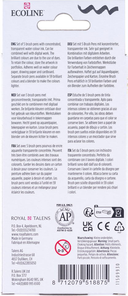 TALENS Ecoline Brush Pen Set 11509920 Primary 5 Stück