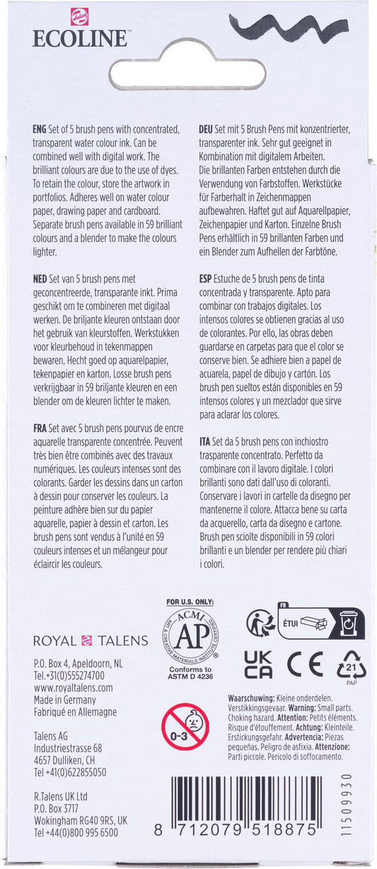 TALENS Ecoline Brush Pen Set 11509920 Primary 5 Stück