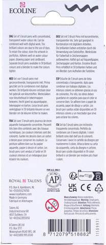 TALENS Ecoline Brush Pen Set 11509931 pastel 5 Stück