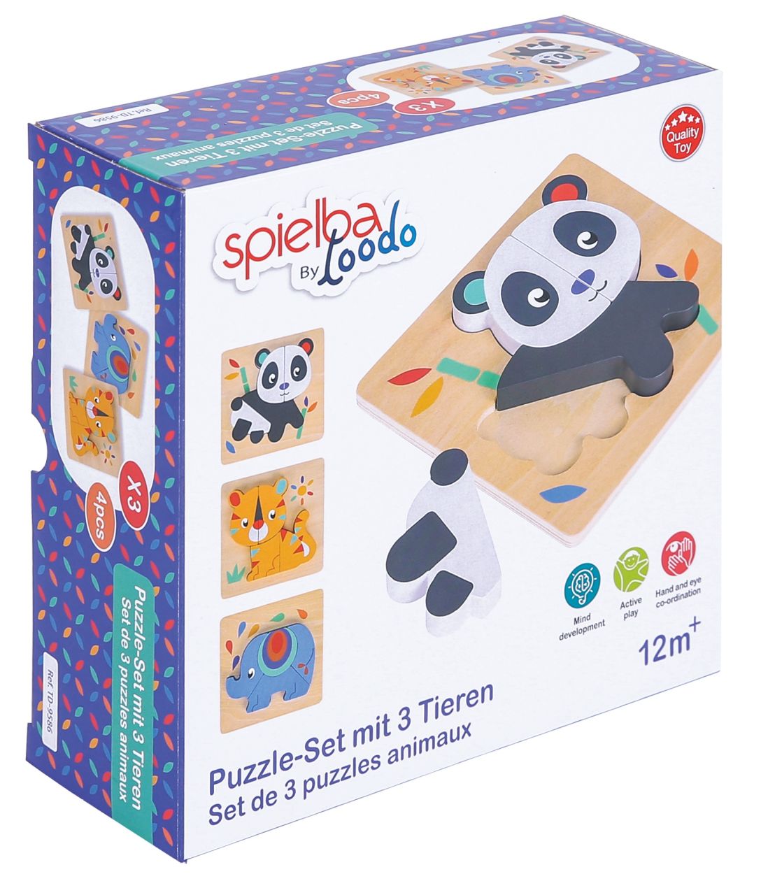 Puzzle-Set mit Panda, Elefant, Giraffe