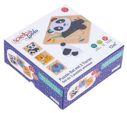 Puzzle-Set mit Panda, Elefant, Giraffe