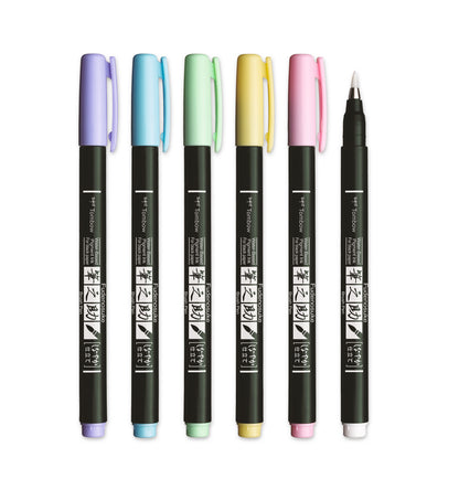 TOMBOW Kalligraphie-Set WS-BS WS-BS-6P Fudenosuke, pastel 6 Stück