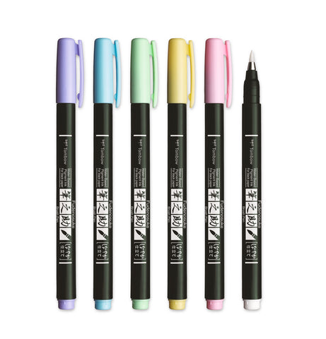 TOMBOW Kalligraphie-Set WS-BS WS-BS-6P Fudenosuke, pastel 6 Stück