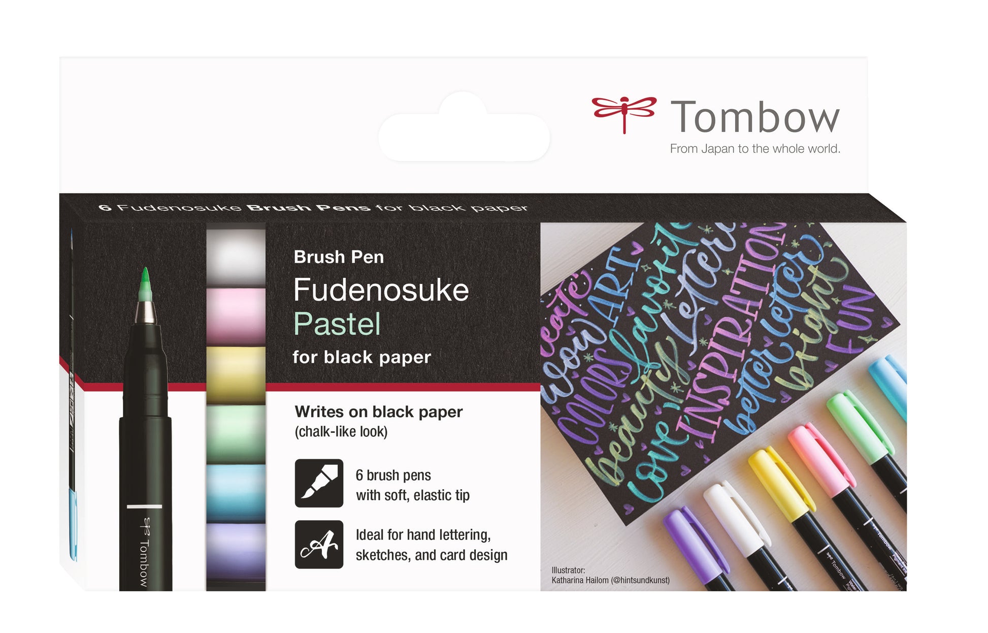TOMBOW Kalligraphie-Set WS-BS WS-BS-6P Fudenosuke, pastel 6 Stück