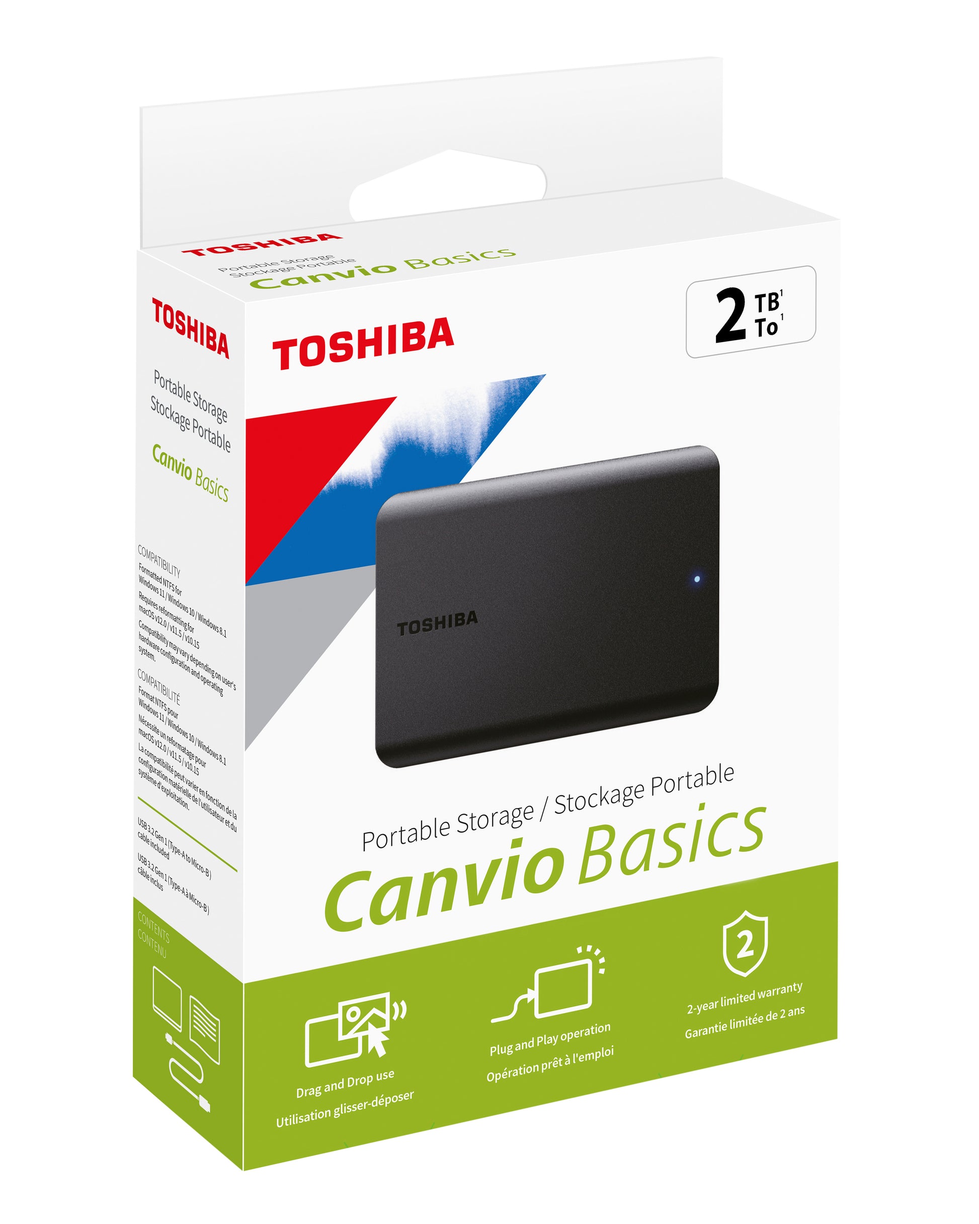 TOSHIBA HDD CANVIO BASICS 2TB HDTB520EK3AA USB 3.2 2.5 inch black