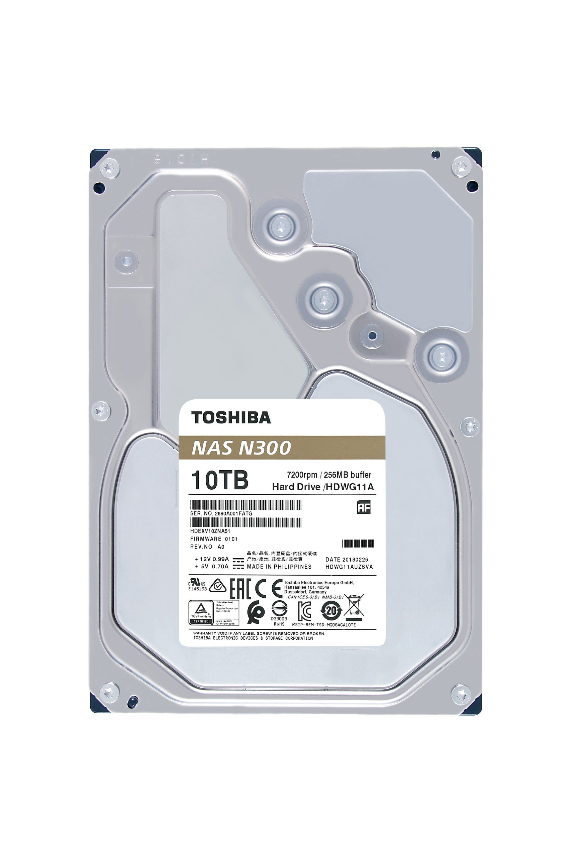 TOSHIBA HDD N300 High Reliability 10TB HDWG11AEZSTA internal, SATA 3.5 inch