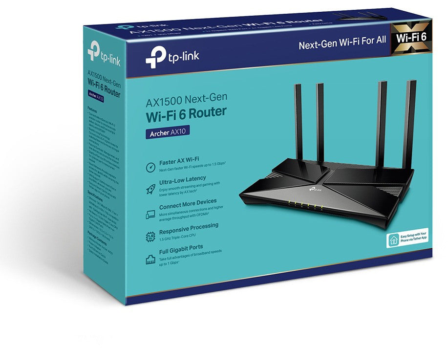 TP-LINK AX1500 Wi-Fi 6 Router Archer AX10 Tri Core