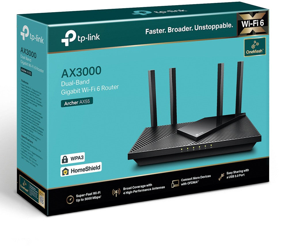 TP-LINK AX3000 Dual-Band Wi-Fi 6 Archer AX55 Router