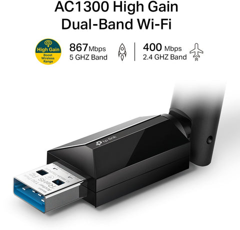 TP-LINK Wi-Fi USB Adapter Archer T3U Plus AC 1300 High Gain Dual Band