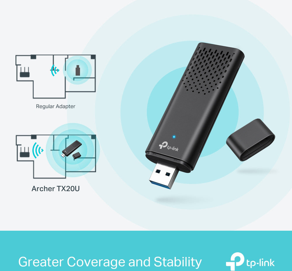 TP-LINK Dual Band Wi-Fi 6 USB Adapter Archer TX20U AX1800