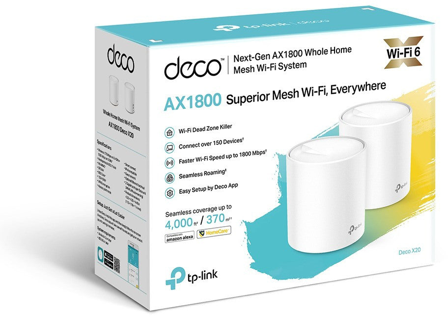 TP-LINK Whole Home Mesh Wi-Fi System Deco X20(2-pack) AX1800(2-Pack) white