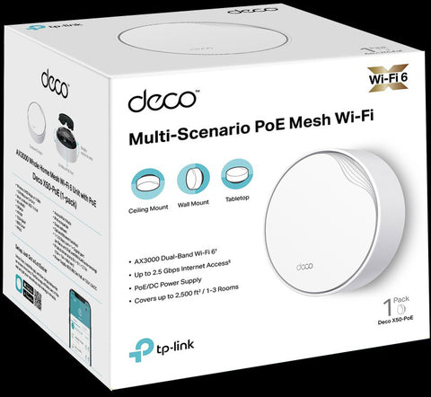 TP-LINK Deco X50-PoE(1-pack) Deco X50-PoE(1-pack) AX3000 WHM WiFi 6 Unit + PoE