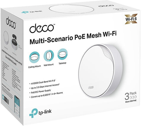 TP-LINK AX3000 Whole Home Mesh Deco X50-PoE(3-pack) Wi-Fi 6 System with PoE