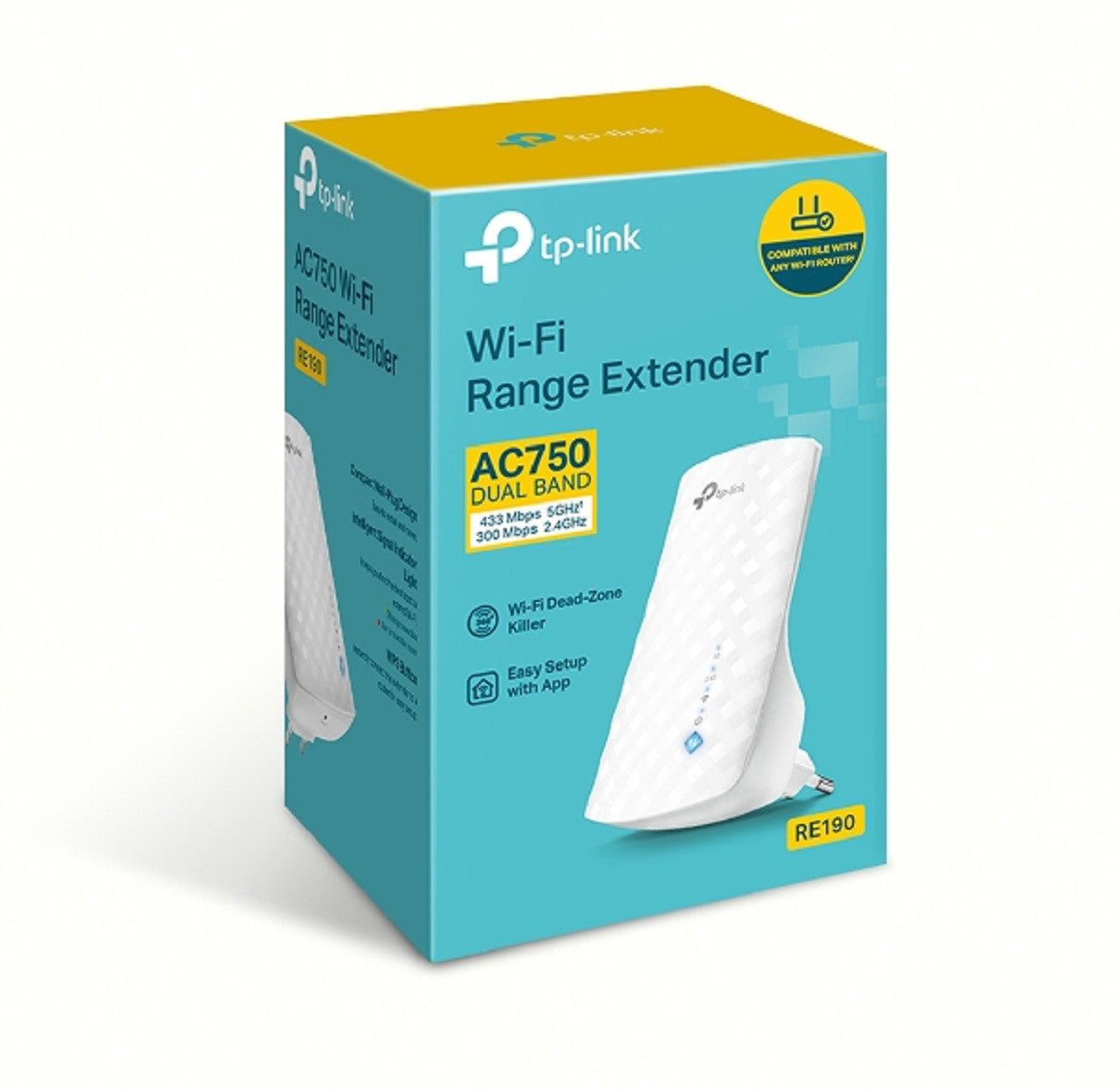 TP-LINK AC750 Wi-Fi Range Extender RE190 3 internal antennas