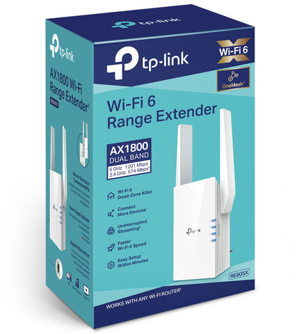 TP-LINK AX1800 WiFi 6 Range Extender RE605X