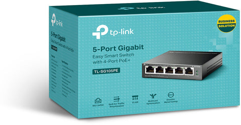 TP-LINK 5-Port Easy Smart Switch TL-SG105PE with 4-Port PoE