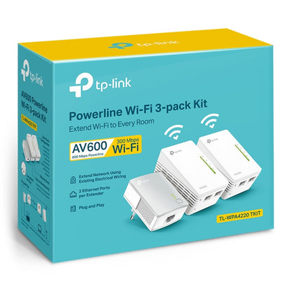 TP-LINK 2-port Powerline WiFi Exten. TLWPA4220 AV500 Triple KIT