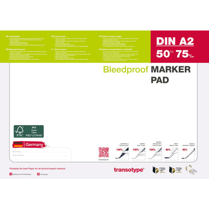 TRANSOTYPE Layoutpapier A2 25003 75g, weiss 50 Blatt