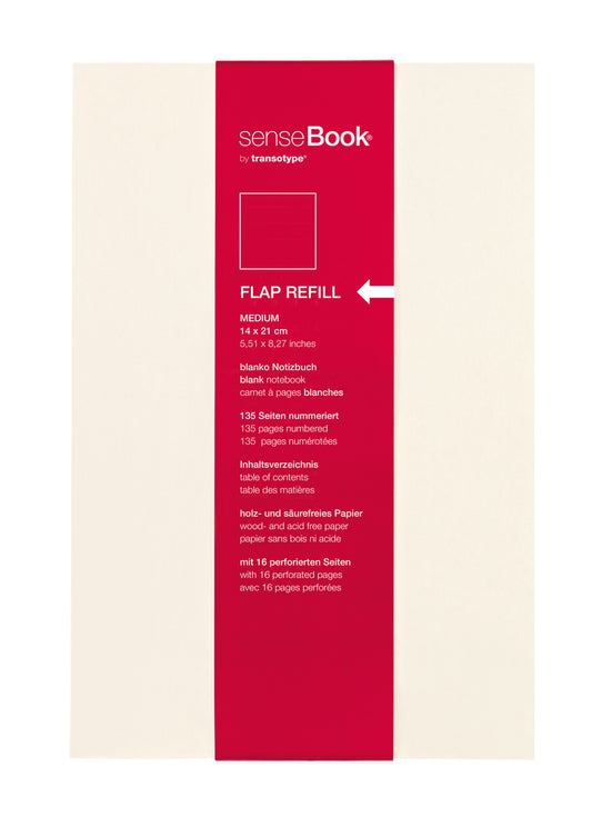 TRANSOTYPE senseBook FLAP REFILL A5 75510501 liniert, M, 135 Seiten beige