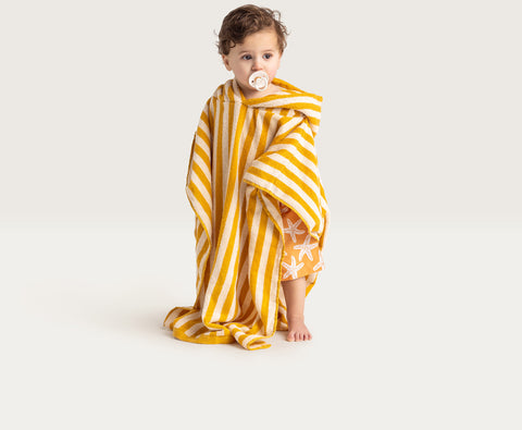 Swim Essentials | Luxe Strandponcho | Yellow striped