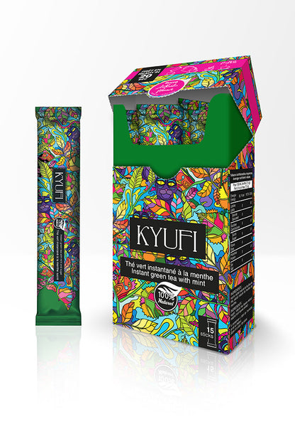 KYUFI – Ægte Instant Grøn Mynte Te | 15 Stænger • Let Sødet • Marokkansk Tradition på 20 Sekunder 🍃💚