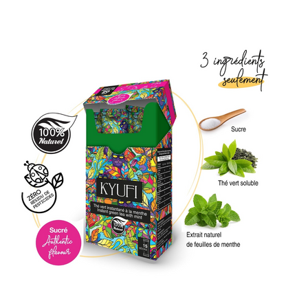 KYUFI – Ægte Instant Grøn Mynte Te | 15 Stænger • Let Sødet • Marokkansk Tradition på 20 Sekunder 🍃💚