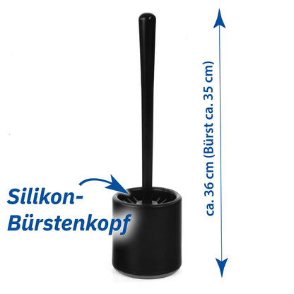 Ensemble de toilettes avec brosse en silicone, noir, 1 pièce