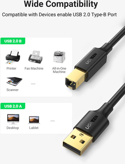 UGREEN Cable USB 2.0 AM/BM Print 10351 3m, Black