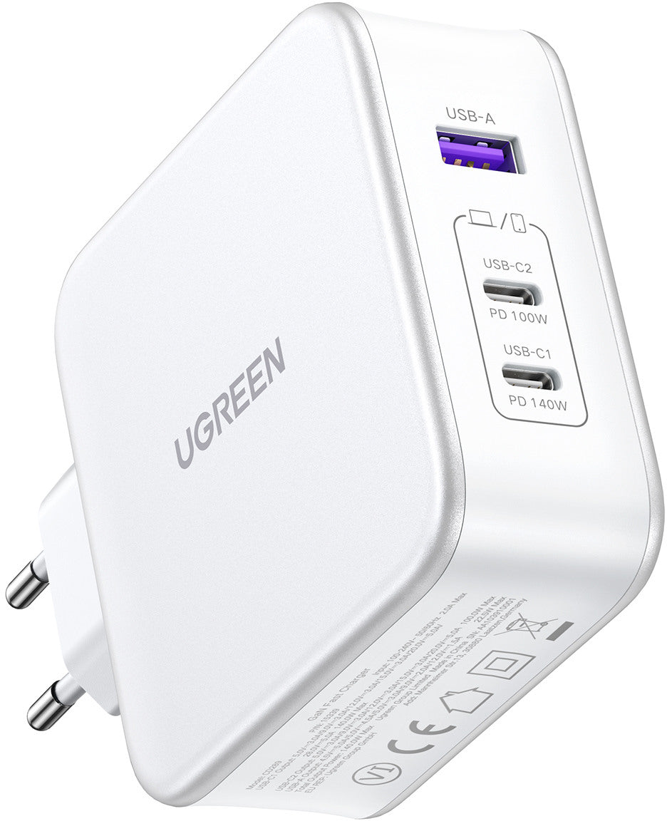 UGREEN USB Wallcharger Nexode 140W 15339 3-Port, GaN,1.5M Cable, Wh.