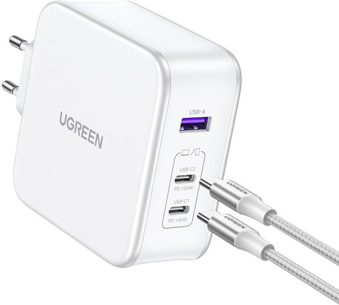 UGREEN USB Wallcharger Nexode 140W 15339 3-Port, GaN,1.5M Cable, Wh.