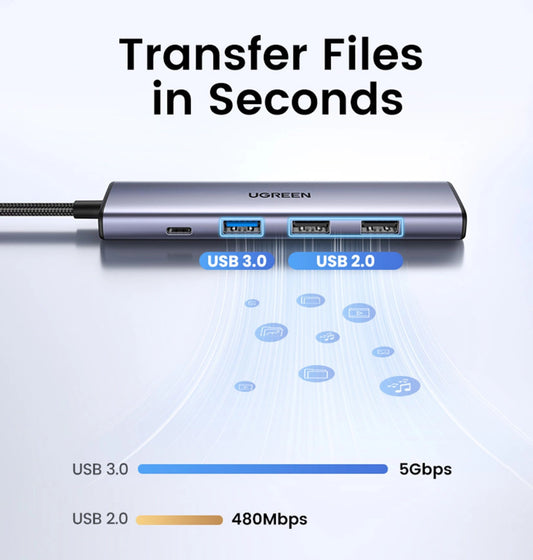 UGREEN USB-C Hub 5-in-1 15495 2 xUSB-A,USB-C,2.0,HDMI