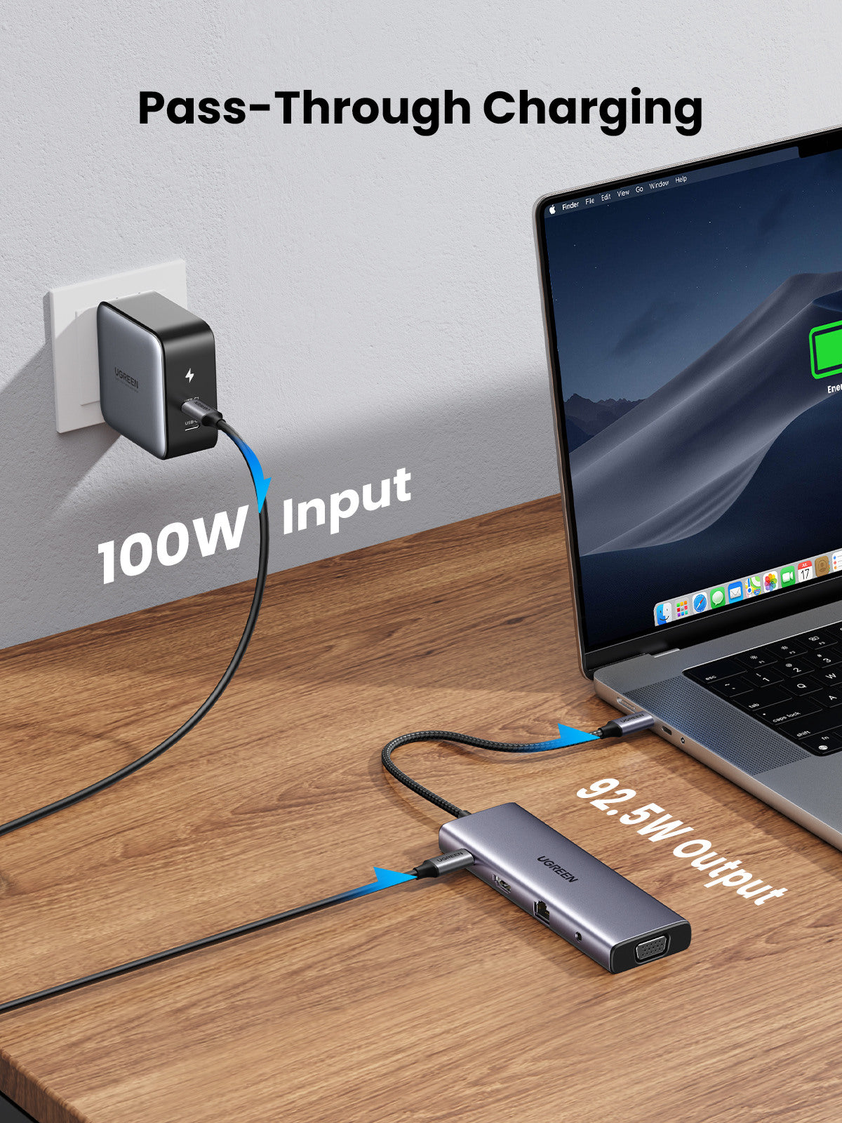 UGREEN USB-C to 3xUSB-A Hub 10in 1 15601 HDMI,VGA,RJ45,3.5mm,SD,TF,PD