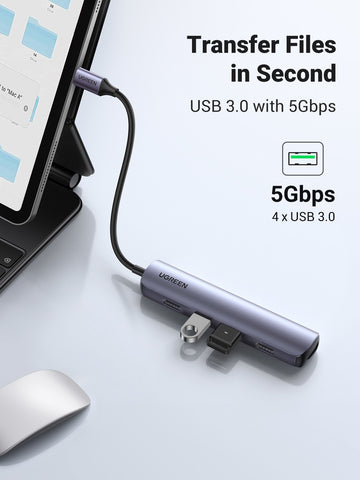 UGREEN USB-C Hub 5in1, Silver 20197 HDMI,4xUSB-A (BB)