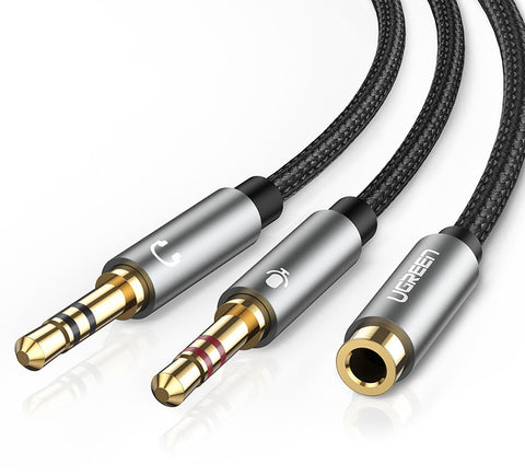 UGREEN Audio Cable 3.5mm Fem./2 Male 20899 aluminum Case, Black, (BB)