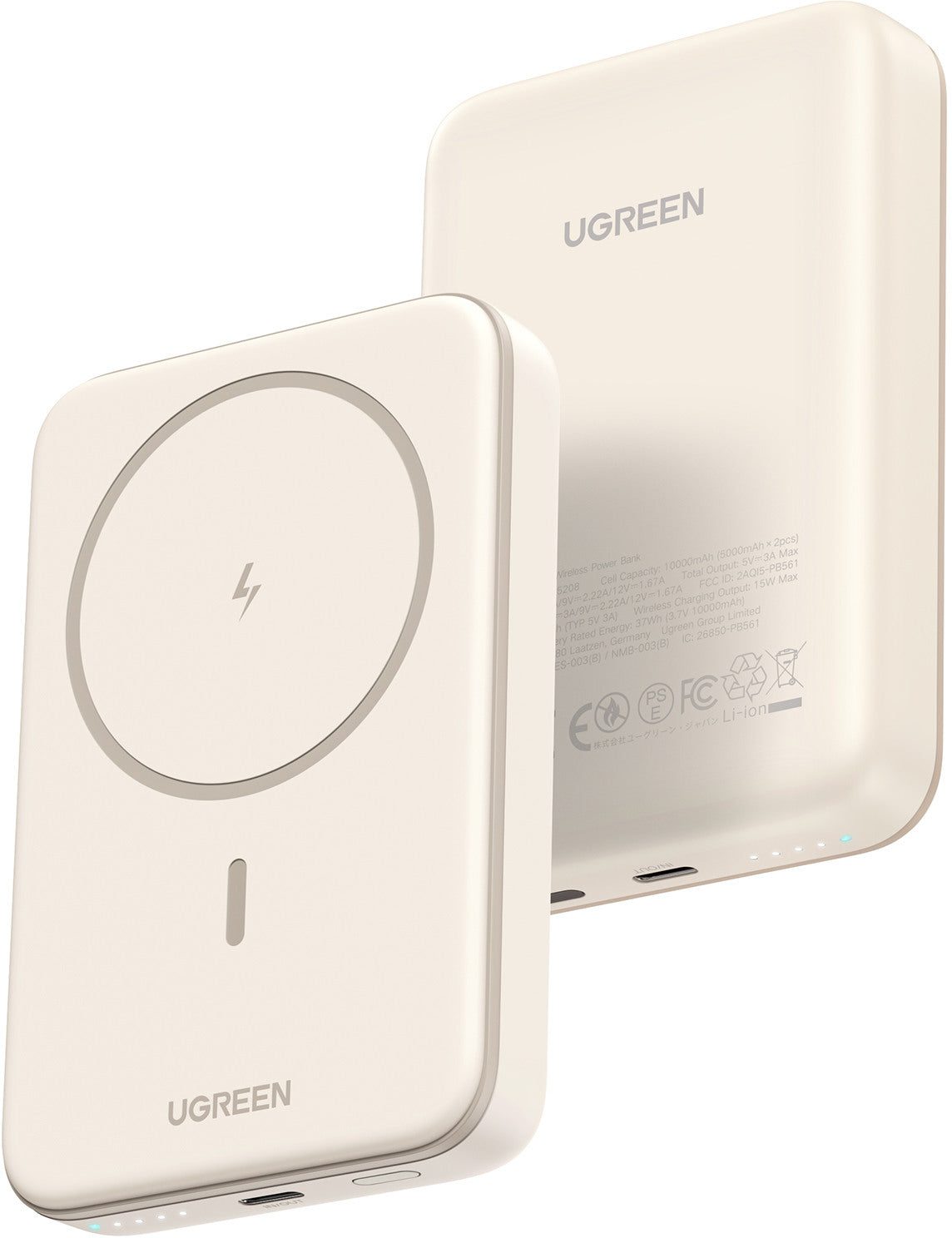 UGREEN Magnetic Power Bank 10000mAh 25208 20W,Wireless , Beige