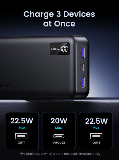 UGREEN Power Bank 20000mAh 25683 20W, Two-way Fast Charging