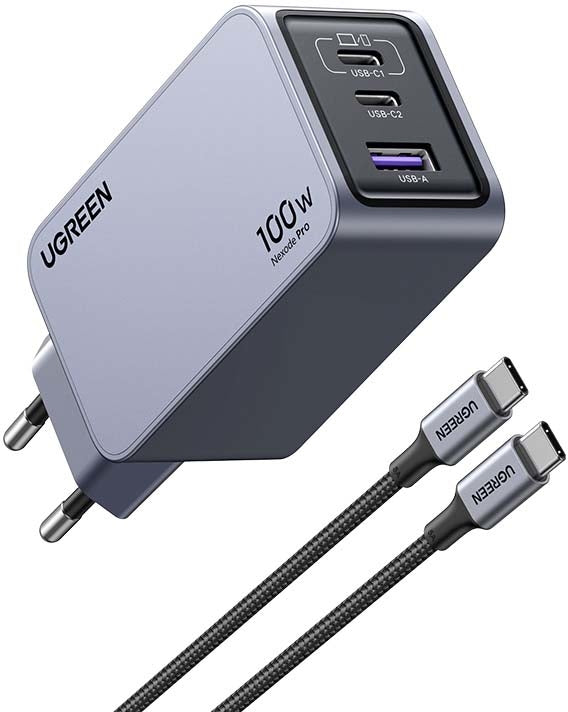 UGREEN USB Wallcharger Nexode Pro 25874 100W, 3-Port,PD,GaN w.Cable