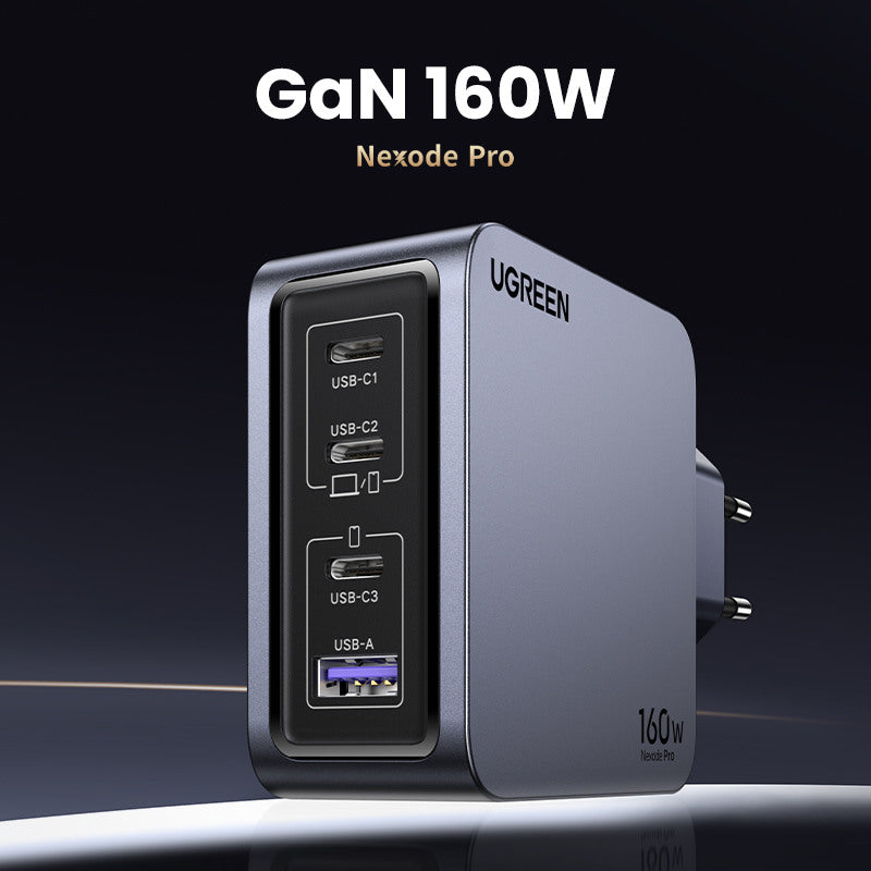 UGREEN USB Wallcharger Nexode Pro 25877 160W, 4-Port,PD,GaN w.Cable