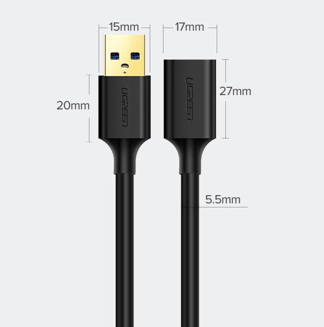 UGREEN Extension Cable USB 3.1 30126 1.5m, Black, (BB)