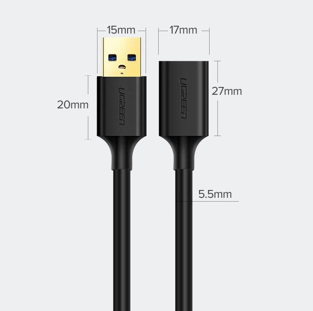 UGREEN Extension Cable USB 3.1 30127 3m, Black, (BB)