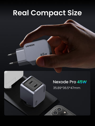 UGREEN USB Wallcharger Nexode Pro 35008 45W, Dual USB-C, GaN