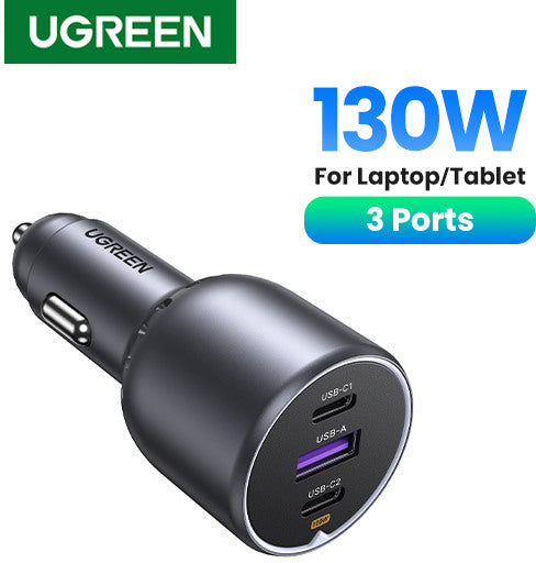 UGREEN Fast Car Charger 130W 3-Port 35025 2x USB-C, 1x USB-A