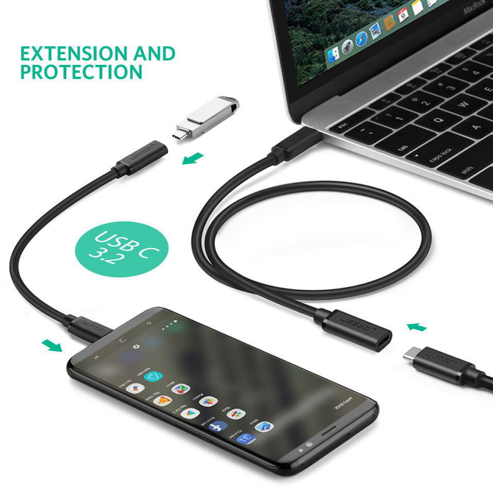 UGREEN Extension Cable USB-C 40574 Male to Female,0.5m, (BB)