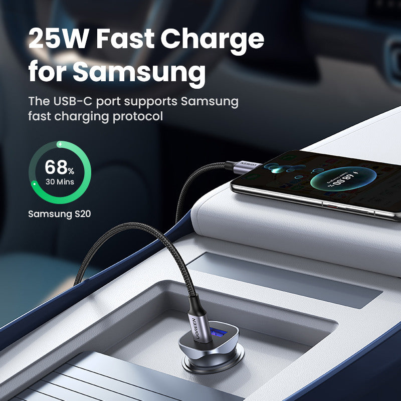 UGREEN Fast Car Charger 30W 40858 USB-C PD+USB-A QC